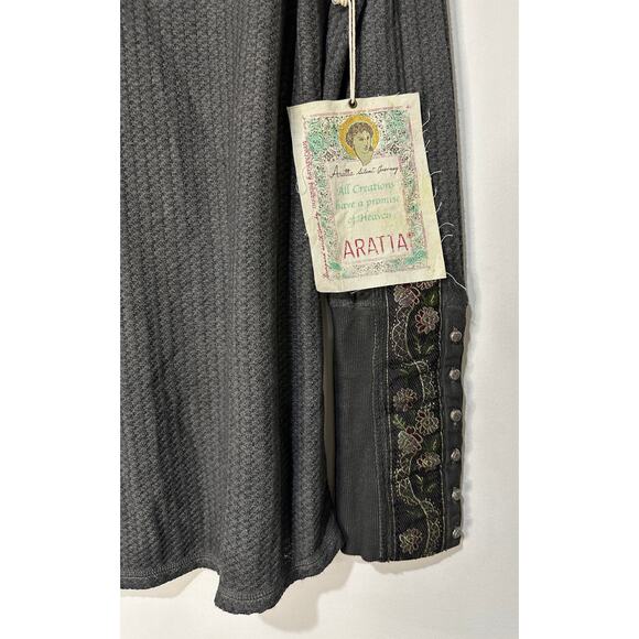 Aratta Silent Journey Boho Lace Thermal Long Sleeve Gray Top Size Small NWT - Picture 7 of 14